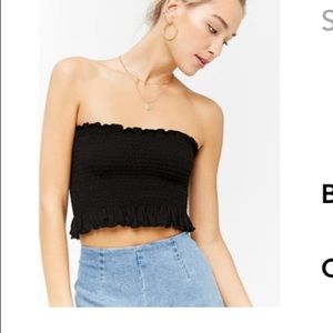 Forever21 Black Ruffle Hem Smocked Tube Top